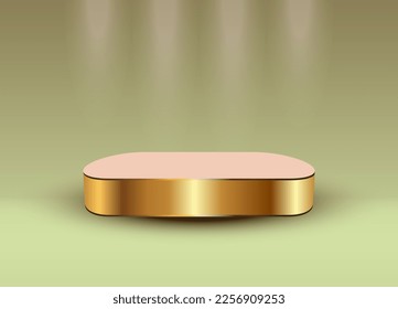 Un podio de oro para ilustración vectorial de presentación de productos. Resumen diseño de plataforma de premios dorados vacíos
