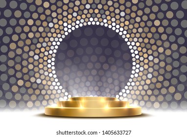 The gold podium is winner or popular on the gray background. Vector illustration