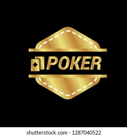 gold poker emblem, label, badge, logo, icon.