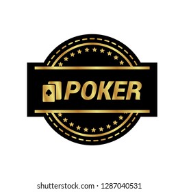 gold poker emblem, label, badge, logo, icon.
