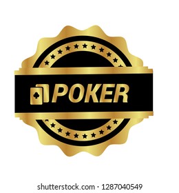 gold poker emblem, label, badge, logo, icon.