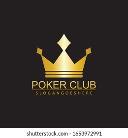Vector con logotipo Gold Poker en estilo elegante con fondo negro. Diseño del logotipo de Poker Club para Casino Business, Gamble, juego de cartas, especulaciones, etc