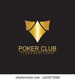 Vector con logotipo Gold Poker en estilo elegante con fondo negro. Diseño del logotipo de Poker Club para Casino Business, Gamble, juego de cartas, especulaciones, etc