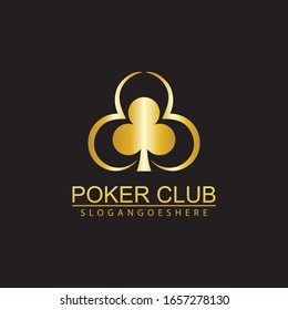 Gold Poker Logo Vector in Elegant Style with Black Background. Poker Club Logo Design for Casino Business, Gamble, Card Game, Speculate, etc