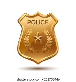 Police Badge Realistic Vector Golden Police Stock Vector (Royalty Free ...