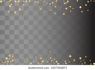 Gold Polka Abstract Vector Transparent Background. Bridal Starfall Pattern. Golden Shine Christmas Postcard. Dot Festive Card.
