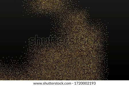 Gold Polka Bright Transparent Background. Rich Splash Texture. Golden Dot Anniversary Card. Sparkle Isolated Postcard.