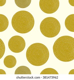 Gold polka dot. Vector seamless pattern.