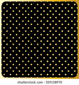 Gold Polka Dots on Black Background. Vector Pattern of the gold Polka Dot on black background for different arts. Vector file with layers has a pattern swatch that will seamlessly fill any shape