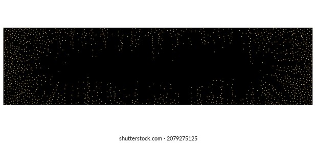 Gold Polka Happy Vector Panorámico fondo negro. Efecto de la textura redonda. Invitación al arte de la espuma amarilla. El telón de fondo del aniversario de la lluvia.