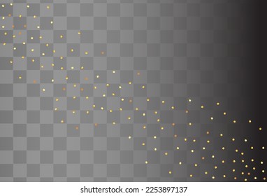Fondo transparente del vector de vacaciones de la Polka dorada. Fondo De La Espuma Ligera. Postales de arte de Ronda Dorada. Llueve Tarjeta Dorada.