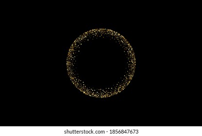 Goldener Polka-glänzender Vektorschwarzer Hintergrund. Abstrakter Regenhintergrund. Golden Dust Festivals Banner. Dot Rich Illustration.