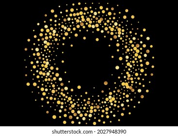 Fondo negro del vector transparente de la polka dorada. Patrón de polvo de vacaciones. Ilustración RICA De Golpe Dorado. Tarjeta de papel de punto.