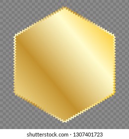 Gold polygon seal. Vector.