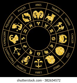 Gold Polygon zodiac sign icons representing the twelve signs of 