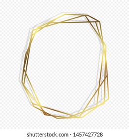 Gold polygonal frame design with geometric and Diamond shape. Design for luxury packaging, banner, wedding invitation, cards, quotes, wrapper pattern.