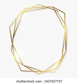 Gold polygonal frame design with geometric and Diamond shape. Design for luxury packaging, banner, wedding invitation, cards, quotes, wrapper pattern.