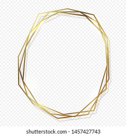 Gold polygonal frame design with geometric and Diamond shape. Design for luxury packaging, banner, wedding invitation, cards, quotes, wrapper pattern.