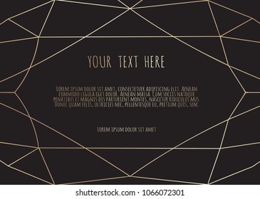 Gold polygonal frame , geometric, diamond shapes.