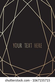 Gold polygonal frame , geometric, diamond shapes. vector design frame. vector design frame
