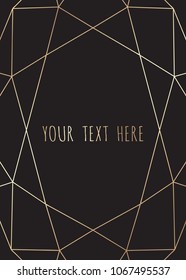 Gold polygonal frame , geometric, diamond shapes. vector design frame. vector design frame