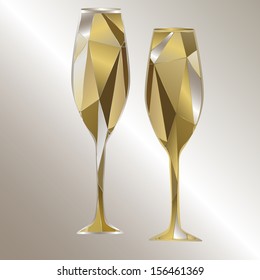 Gold polygonal glasses