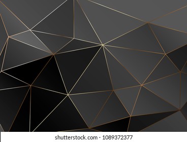Gold polygonal texture. Vector cover design for wedding invintation, placards, banners, flyers, presentations and business cards