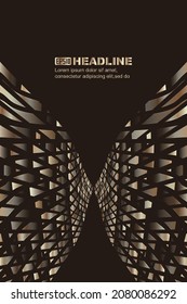 Gold polygons form the background of a symmetrical graphic poster or cover.