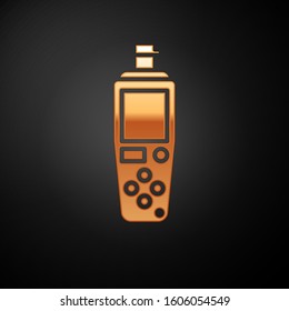 Gold Portable sensor icon isolated on black background.  Vector Illustration