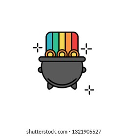 Gold pot, coin, rainbow icon. Element of color St Patricks day icon. Premium quality graphic design icon. Signs and symbols collection icon for websites, web design, mobile app