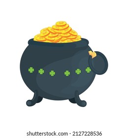 diseño de olla dorada con trébol