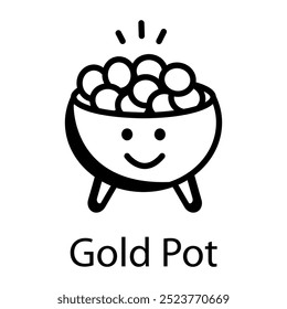 Gold pot doodle style icon 