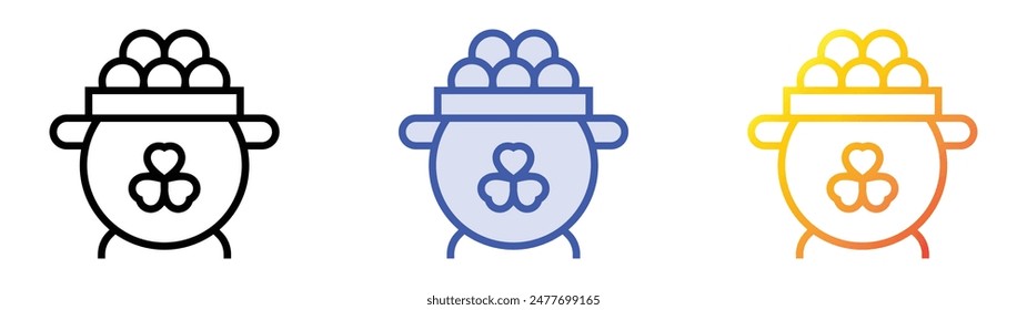 gold pot icon. Linear, Blue Fill and Gradient Style Design Isolated On White Background