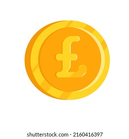 Gold pound isolated coin. Vector flat illustration