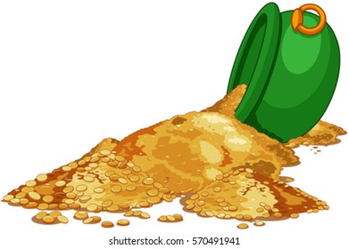 El oro se derramó desde el Cauldrón. Ilustración de Saint Patrick Day