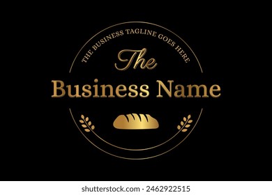 Gold Premium Bakery Logo Round Badge or Stamp