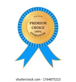 Gold premium Premium Choice golden label. Gold shiny emblem. Stock vector illustration on white isolated background. 