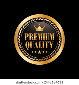 Gold premium quality badge vector design isolated on black background