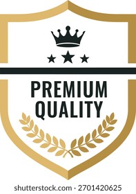 Gold Premium Quality Badge Vector Luxury Crown Seal Icon Vector Illustration