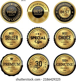 Gold premium quality labels set
