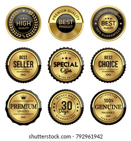 Gold premium quality labels set