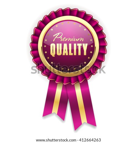 Gold premium quality rosette with purple ribbon