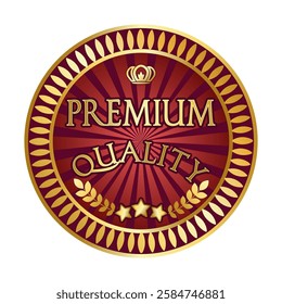 gold premium quality sign on red background