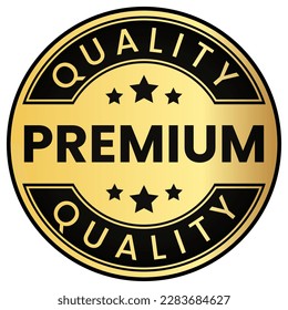 Gold Premium Quality stamp sticker with Stars vector illustration
