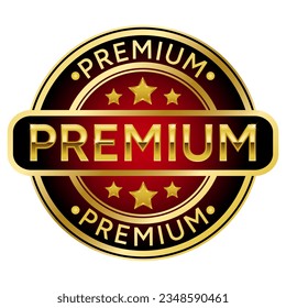Gold Premium Quality stamp sticker with Stars vector illustration