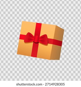 Caja de regalo de oro con cinta roja, ideal para vacaciones, Navidad, cumpleaños, celebración, regalo, lujo, ocasión especial, sorpresa, concepto elegante.