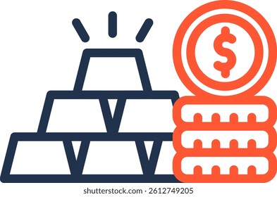 Gold Price Icon Color Line Vector Illustration