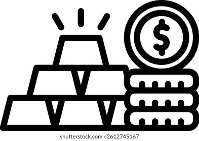 Gold Price Icon Outline Vector Illustration