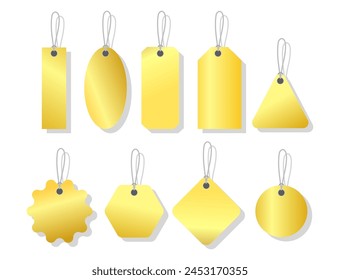 Gold price tag design set, vector tag label base set gold color