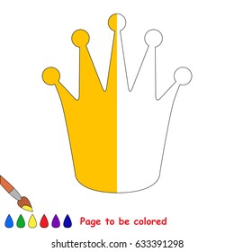 Gold Princess Crown, the coloring book to educate preschool kids with easy gaming level, the kid educational game to color the colorless half by sample.